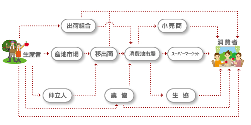 生産者から消費者までのフロー