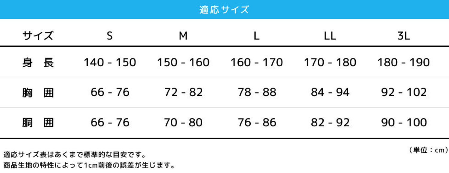 適応サイズ表