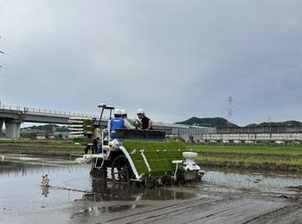 田植機が自動で施肥量を調整する可変施肥の実演の内容を表示