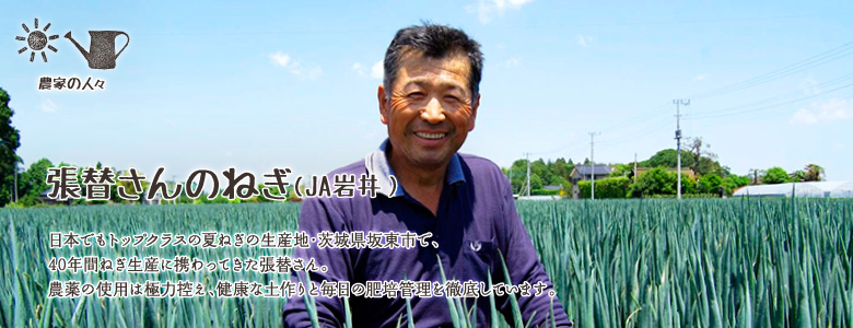 日本でもトップクラスの夏ねぎの生産地・茨城県坂東市で、40年間ねぎ生産に携わってきた張替さん。農薬の使用は極力控え、健康な土作りと毎日の肥培管理を徹底しています。