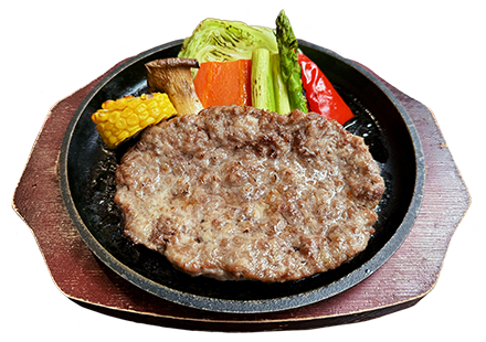 常陸牛とローズポークの肉感味わうハンバーグステーキ
