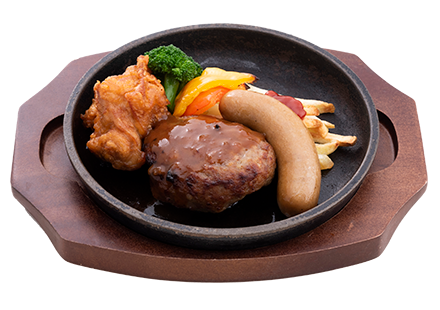 キッズの大好き集合！ハンバーグ・唐揚げ・ソーセージ（ポテト付）キッズプレート