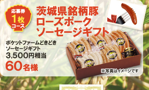 応募券1枚で茨城県銘柄豚ローズポークソーセージギフトを60名様にプレゼント!　※写真はイメージです