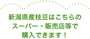 新潟県産枝豆はこちらのスーパー・販売店等で購入できます！