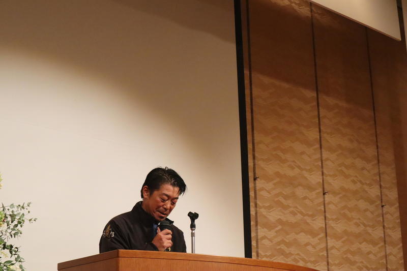 ◆開会挨拶をする矢方盛士会長の内容を表示