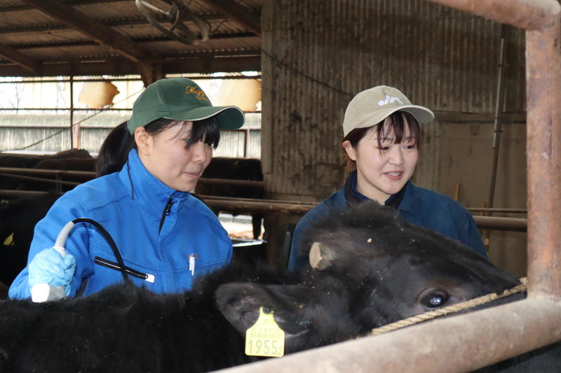 ◆肉の部位を説明する山本朝子職員（㊧）の内容を表示