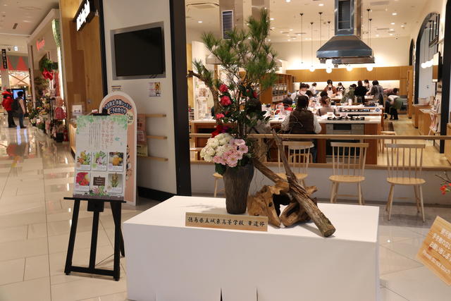 徳島県立城東高等学校華道部の展示の内容を表示